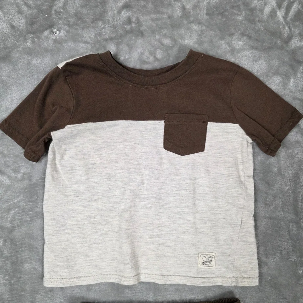 Weatherproof Vintage 2pc‎ Outfit Set Boys 4T Brown Gray Good Pocket Tee Joggers